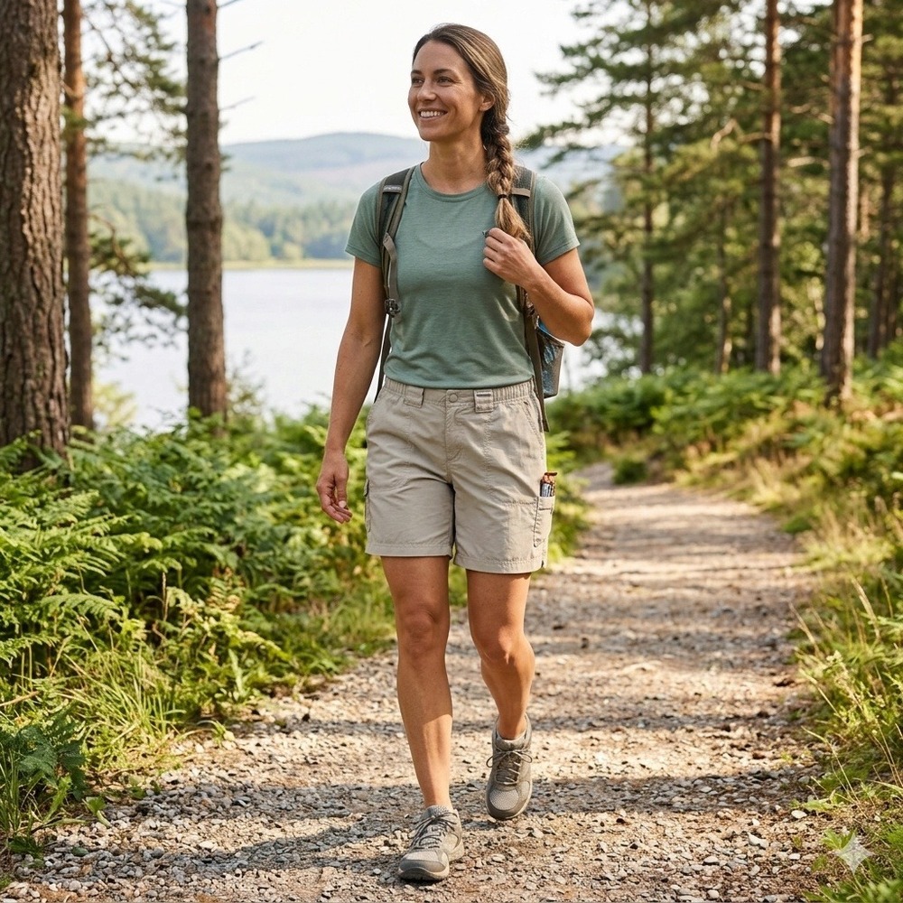 Columbia Womens Sandy River Cargo Hiking Shorts Tan Khaki Size Large L 1565101